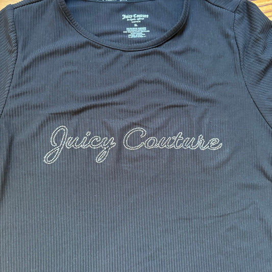 Juicy Couture black ribbed jeweled lettering short sleeve shirt SIZE XL