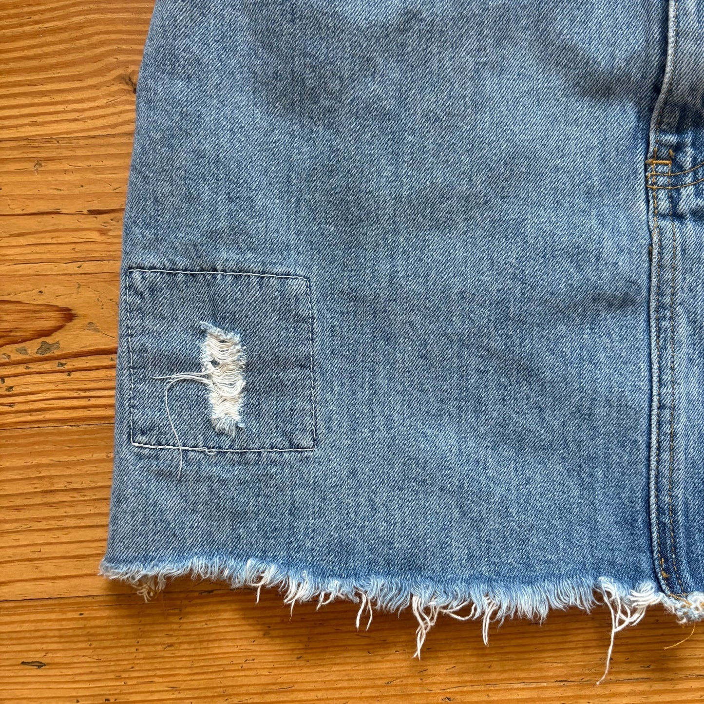 Polo Ralph Lauren 90s blue denim patch jean cutoff mini skirt SIZE 8