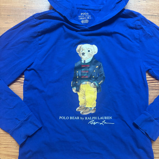 Polo Ralph Lauren royal blue bear long sleeve hooded boys shirt SIZE L