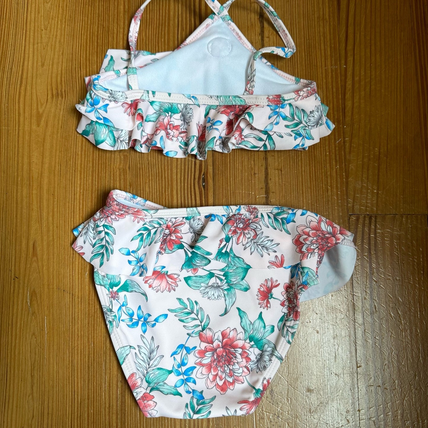 Janie and Jack pink floral two piece halter swimsuit SIZE 12-18M