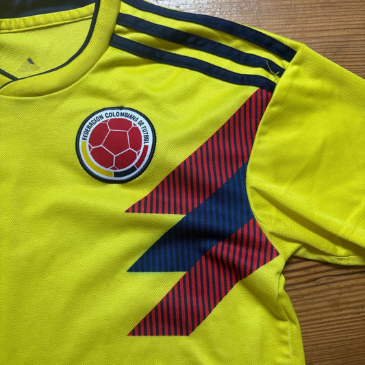 Adidas Columbia National Team yellow short sleeve kids jersey shirt SIZE 8
