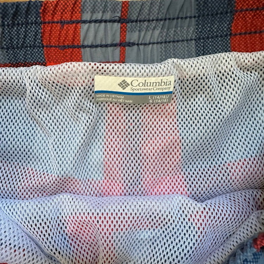 Columbia blue red checkered lined swim shorts SIZE 14