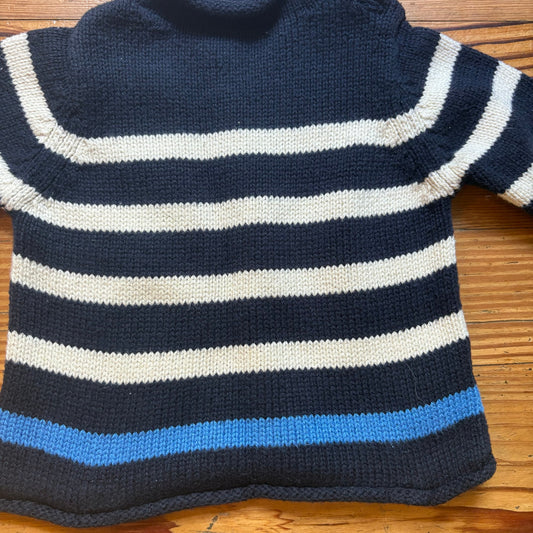 Gap blue white striped mock neck knit baby sweater SIZE 3-6M