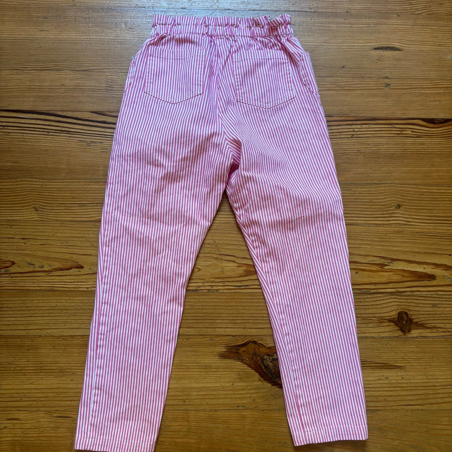 Mini Boden pink white pin striped heart pocket girls pants SIZE 10