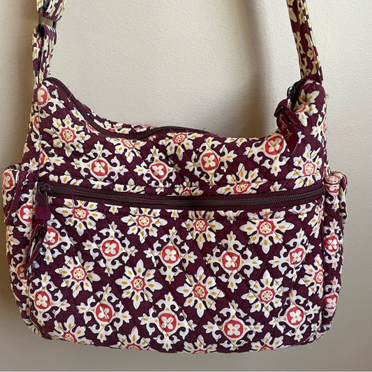Vera Bradley red purple burgundy floral shoulder bag