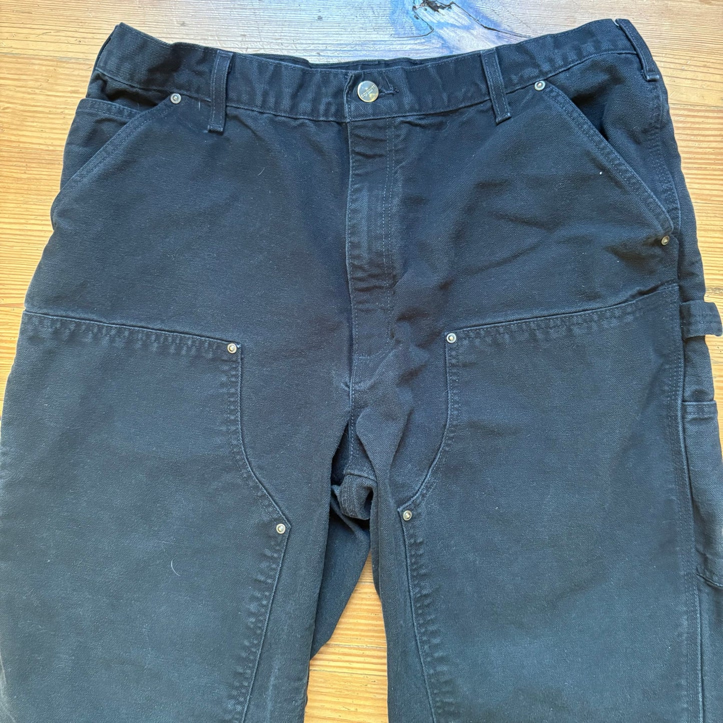 Carhartt black loose fit double knee canvas pants SIZE 38X32
