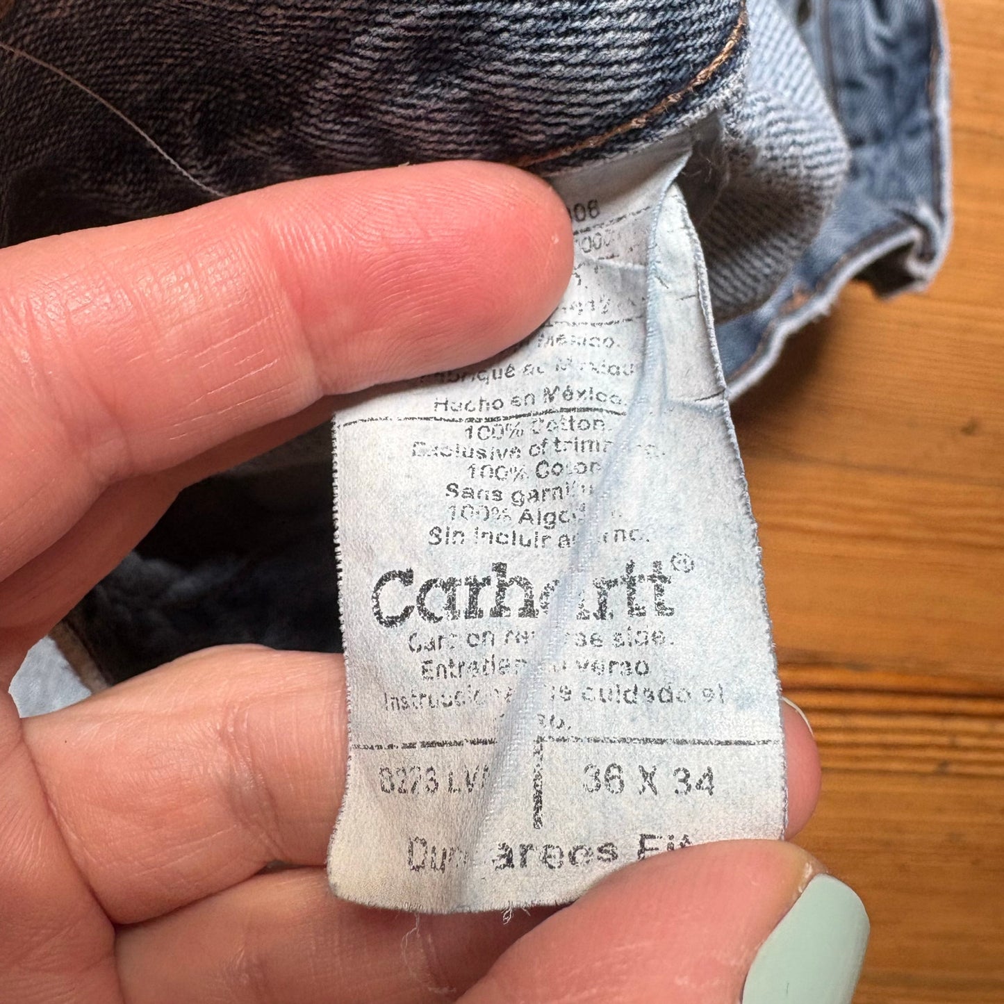 Carhartt light wash mens cargo jeans 36x34