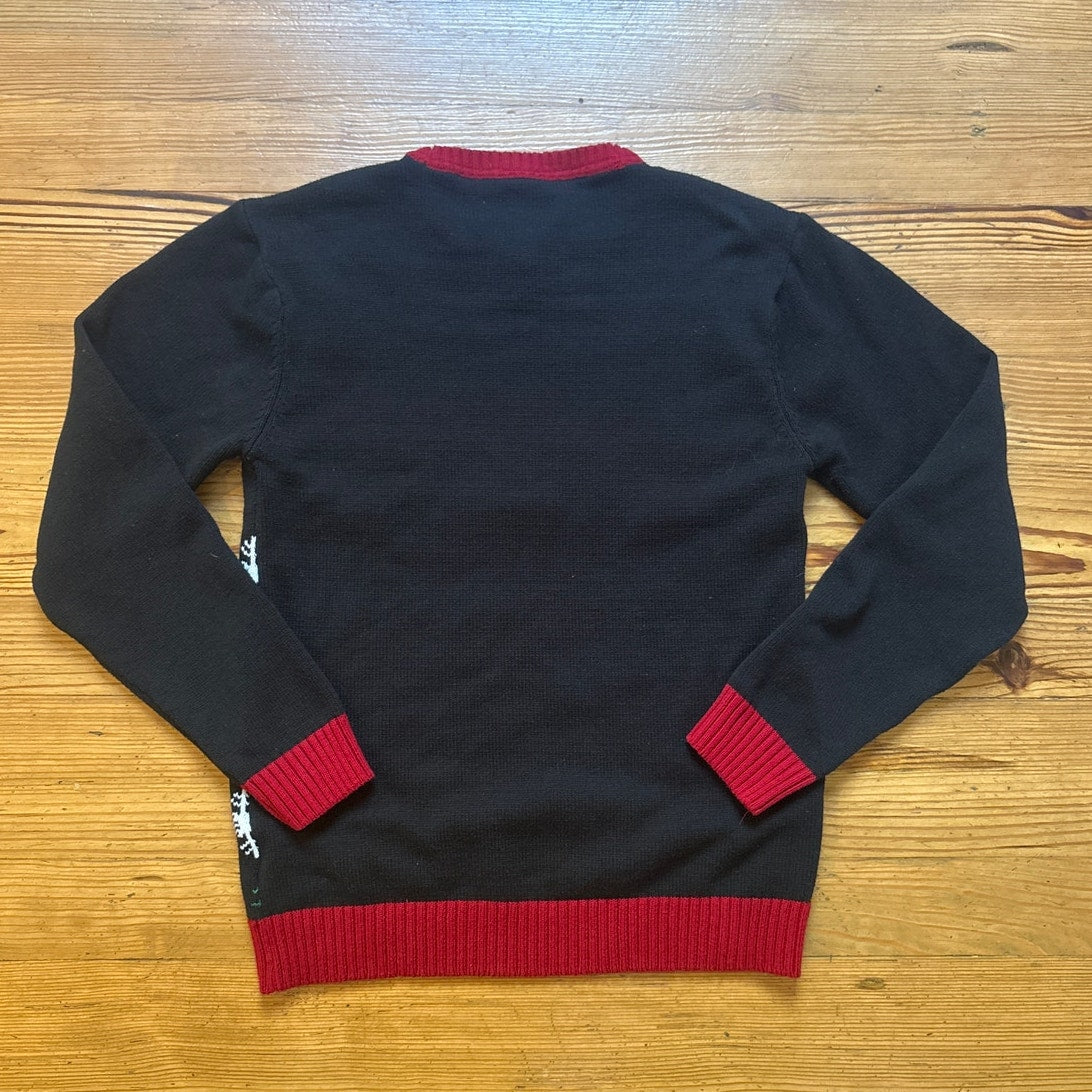 Ugly Christmas Sweater black santa holiday crew pullover sweater SIZE XL