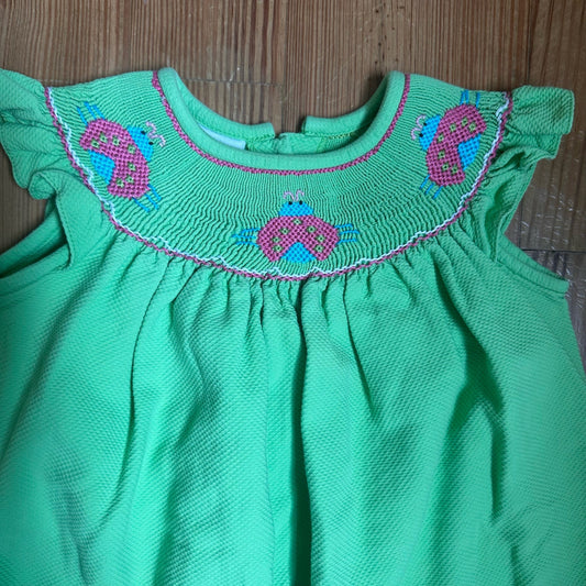 Petite Palace green lady bug smocked dress SIZE 9M