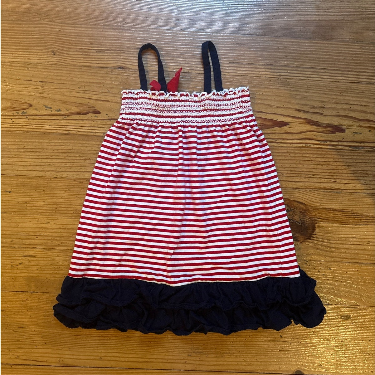 OshKosh B'gosh red white striped blue ruffle tank dress SIZE 3T