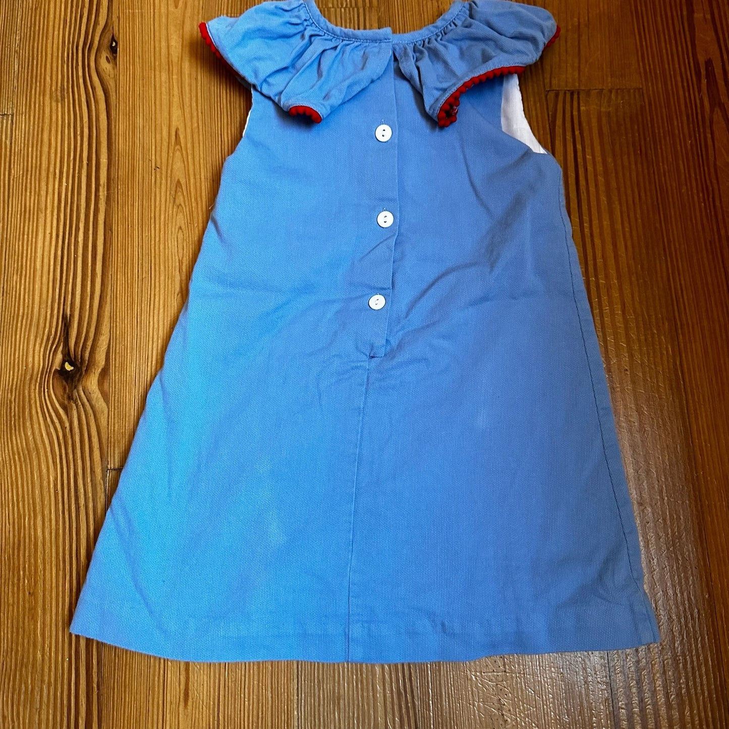 Bella Bliss blue red pompom trim tank dress SIZE 4