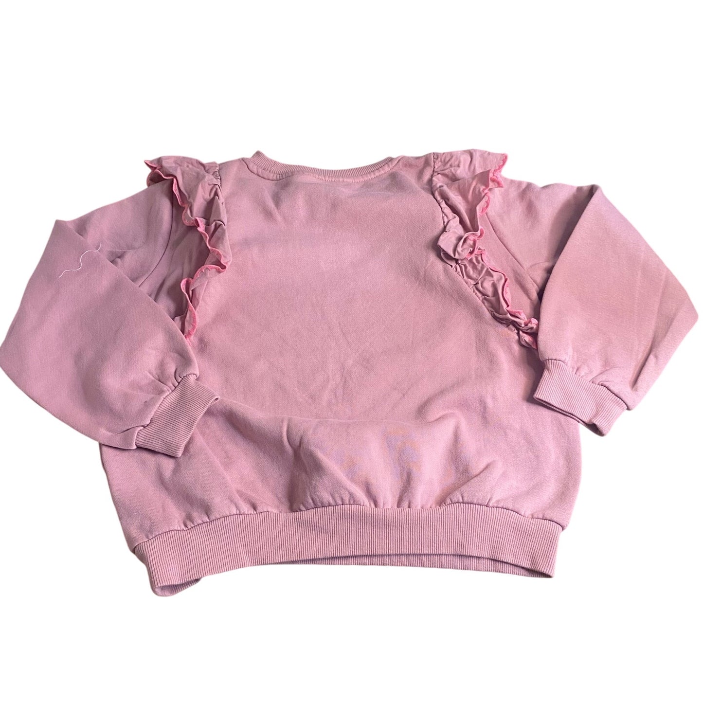 H&M pink ruffle shoulder pullover crew girls sweatshirt SIZE 8