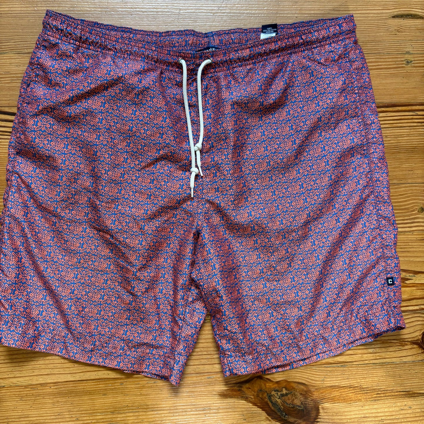 Chaps blue orange pattern drawstring swim shorts SIZE XL