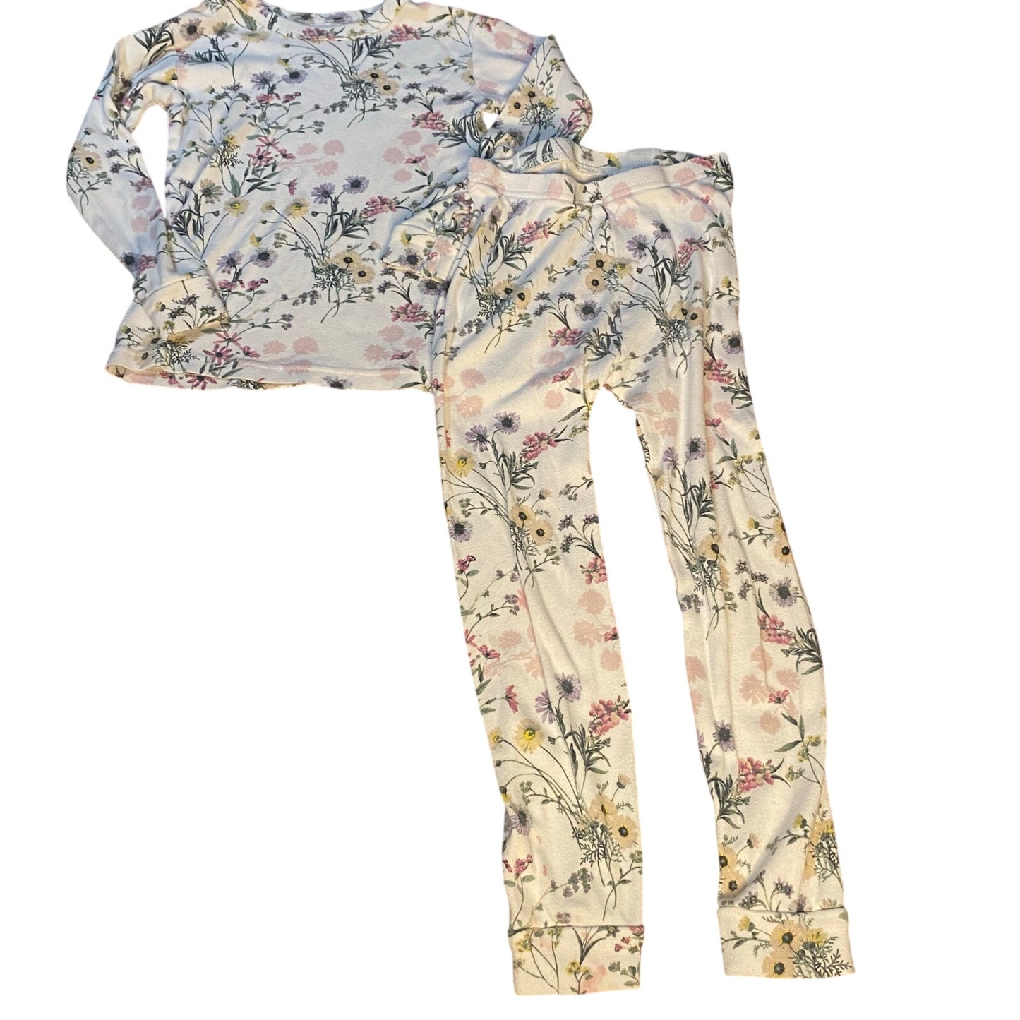 Gap white floral organic cotton long sleeve pant pajama set SIZE 5