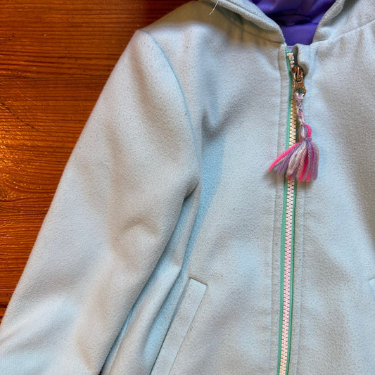 Cat & Jack light blue unicorn hooded full zip lined peacoat coat SIZE 4T