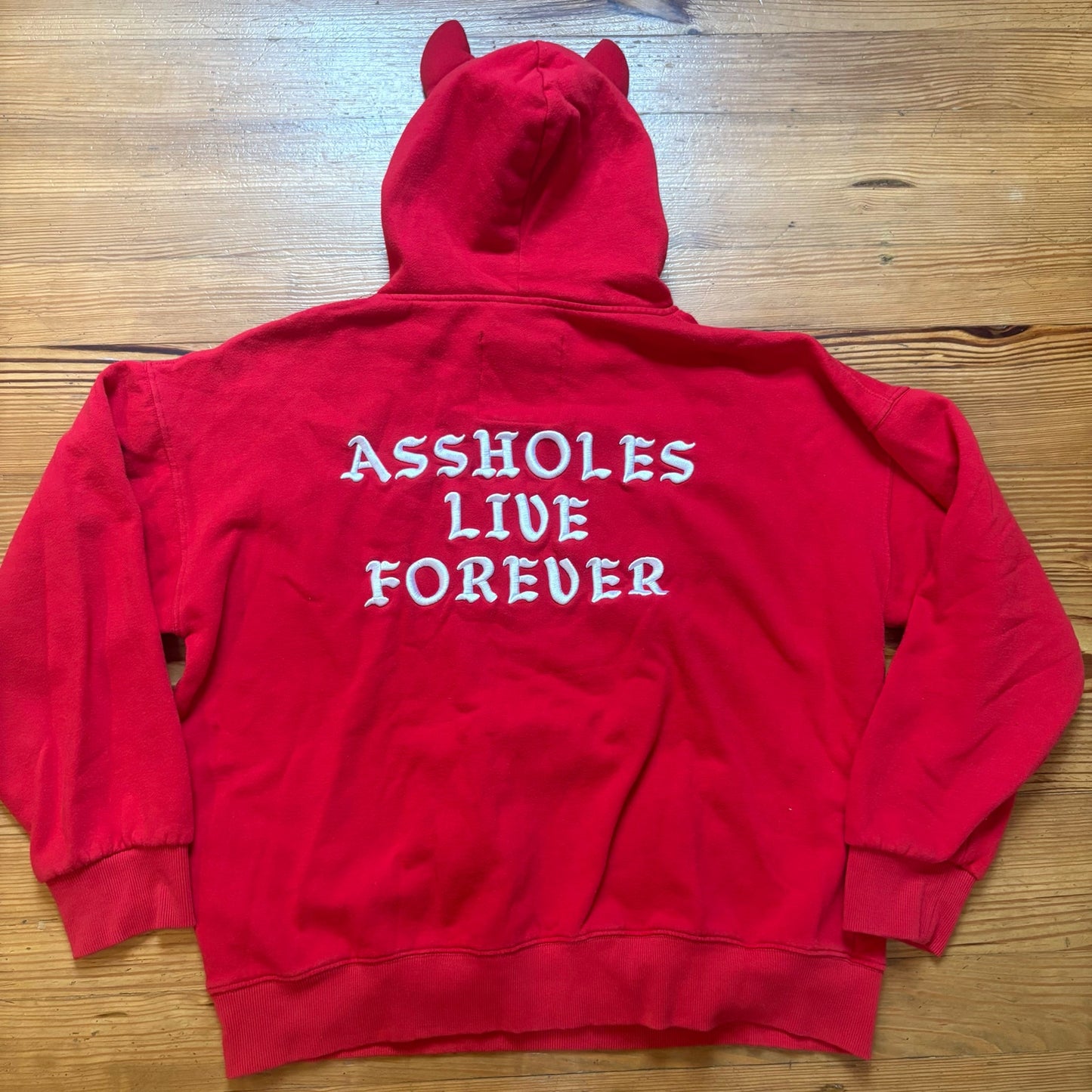 A**holes Live Forever red embroidered hoodie unisex sweatshirt SIZE XL
