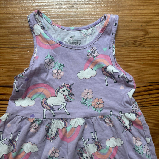 H&M purple unicorn sleeveless casual girls dress SIZE 3T