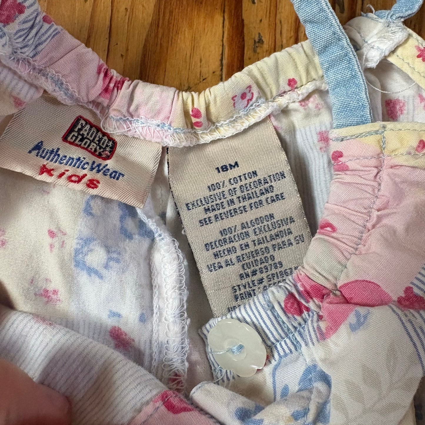 Faded Glory y2k white pastel floral patchwork baby romper SIZE 18M