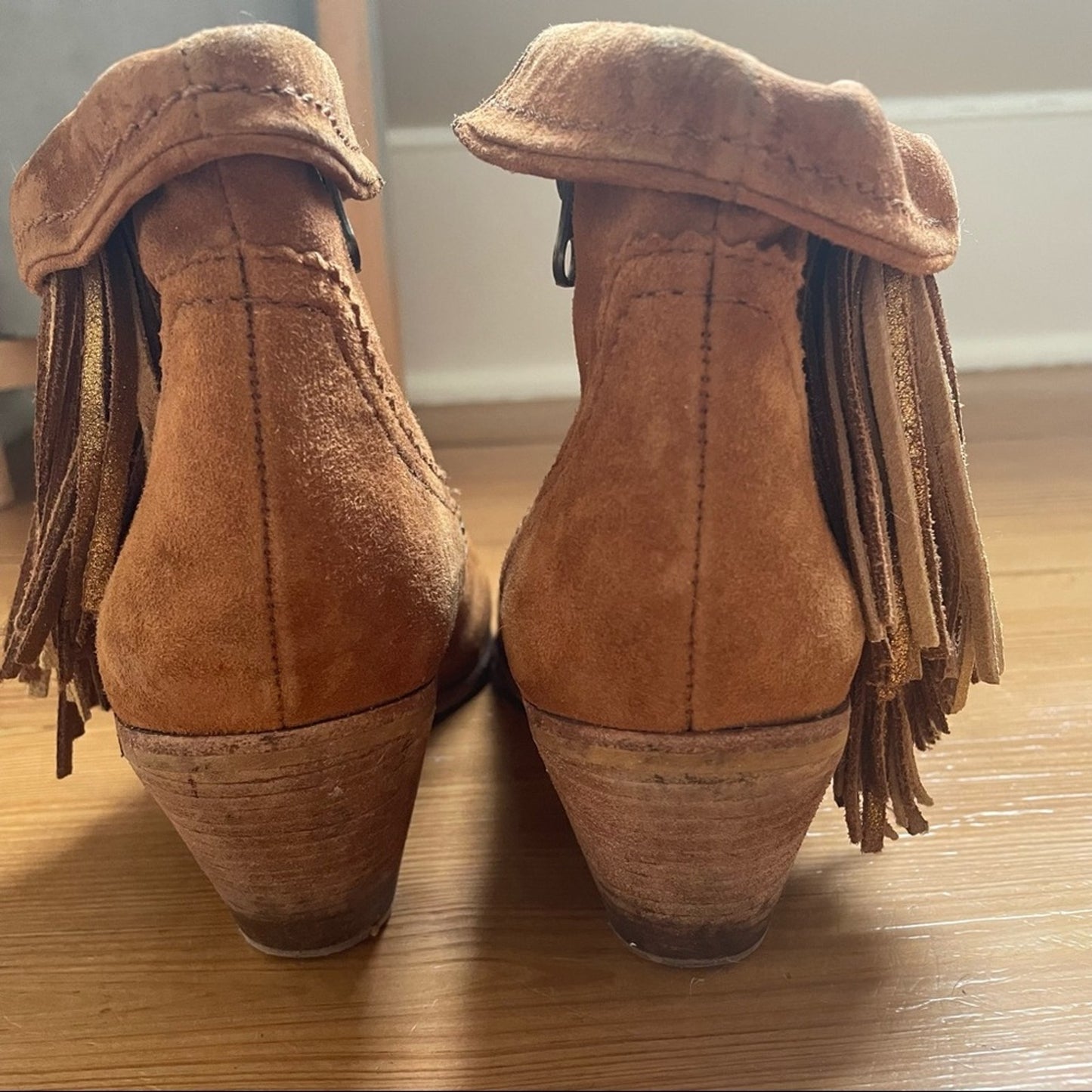 Sam Edelman brown leather side tassel booties SIZE 7.5
