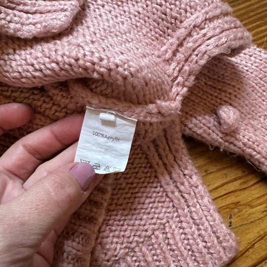 Pink toddler knit pompom button cardigan sweater SIZE 2T
