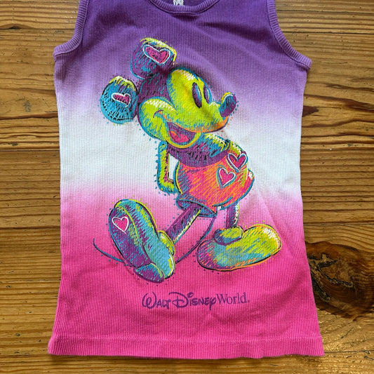 Disney Parks neon purple pink Mickey Mouse ribbed tank top SIZE 6