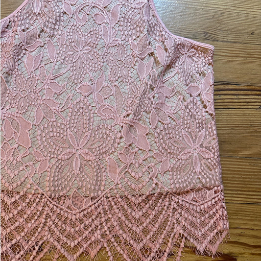 Express pink lace overlay cropped tank top SIZE M