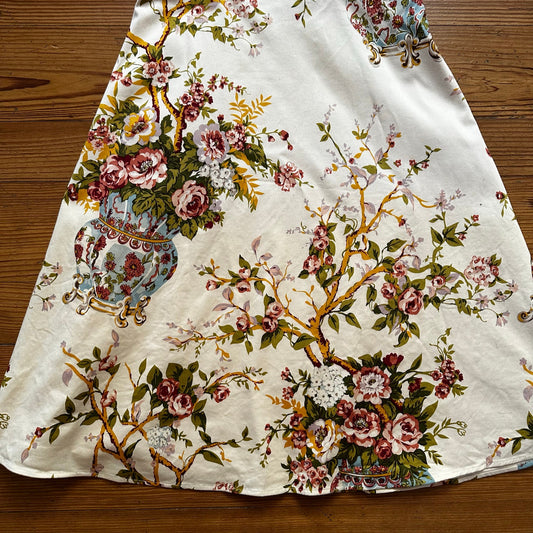 Moda International beige floral antique vase strapless midi dress SIZE 8