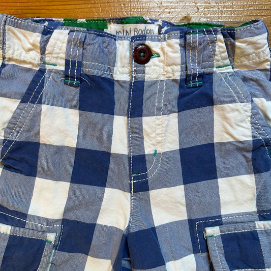 Mini Boden blue white checked cargo shorts SIZE 6