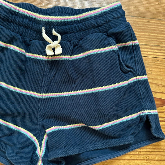 Tea dark navy colorful striped cotton drawstring waist shorts SIZE 12