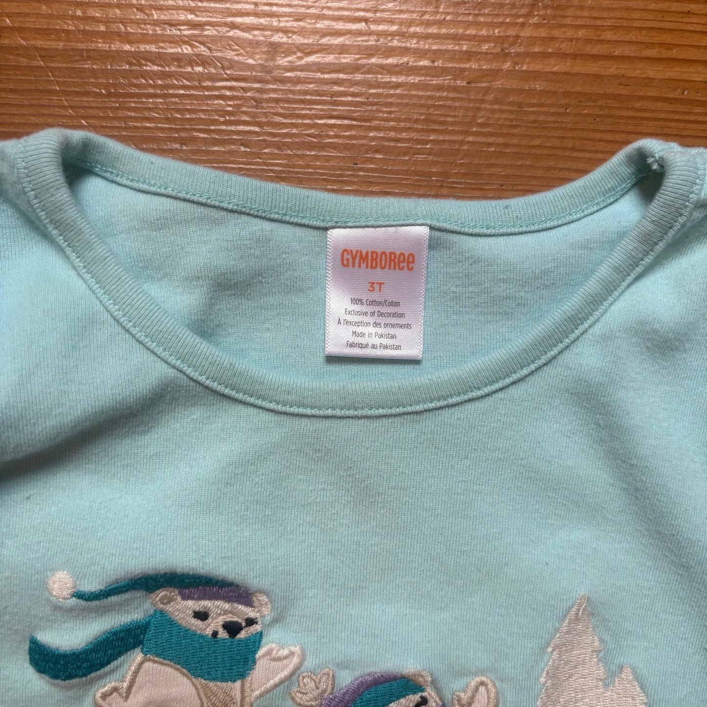 Gymboree light blue polar bears snow long sleeve ruffle shoulder shirt SIZE 3T