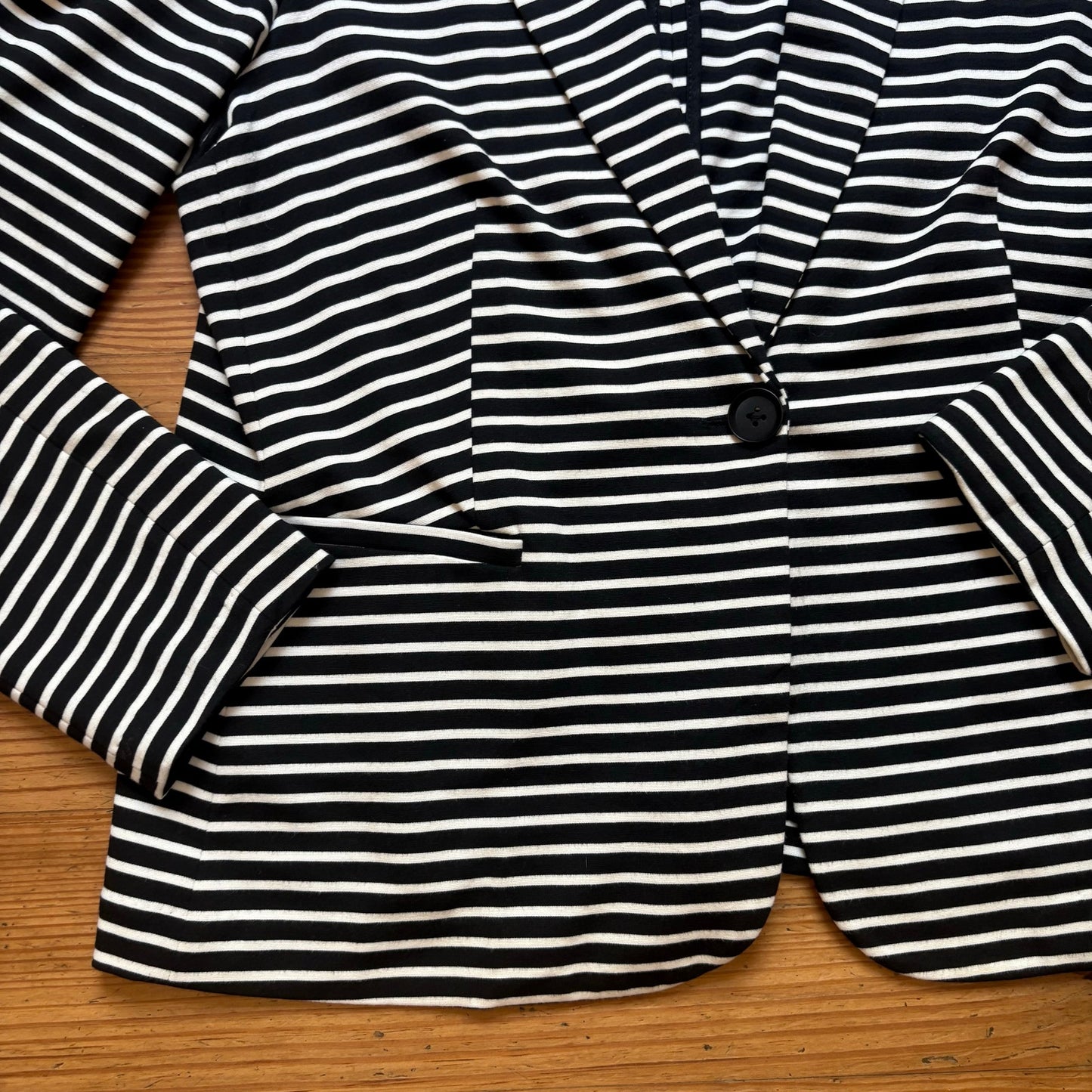 Philosophy black white horizontal striped button cotton blazer SIZE XL