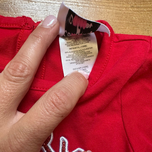 Counting Daisies red Merry Bright Christmas long sleeve tutu dress SIZE 18M