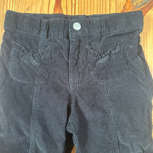 Healthtex retro black corduroy rose embroidered ruffle accent pants SIZE 4T