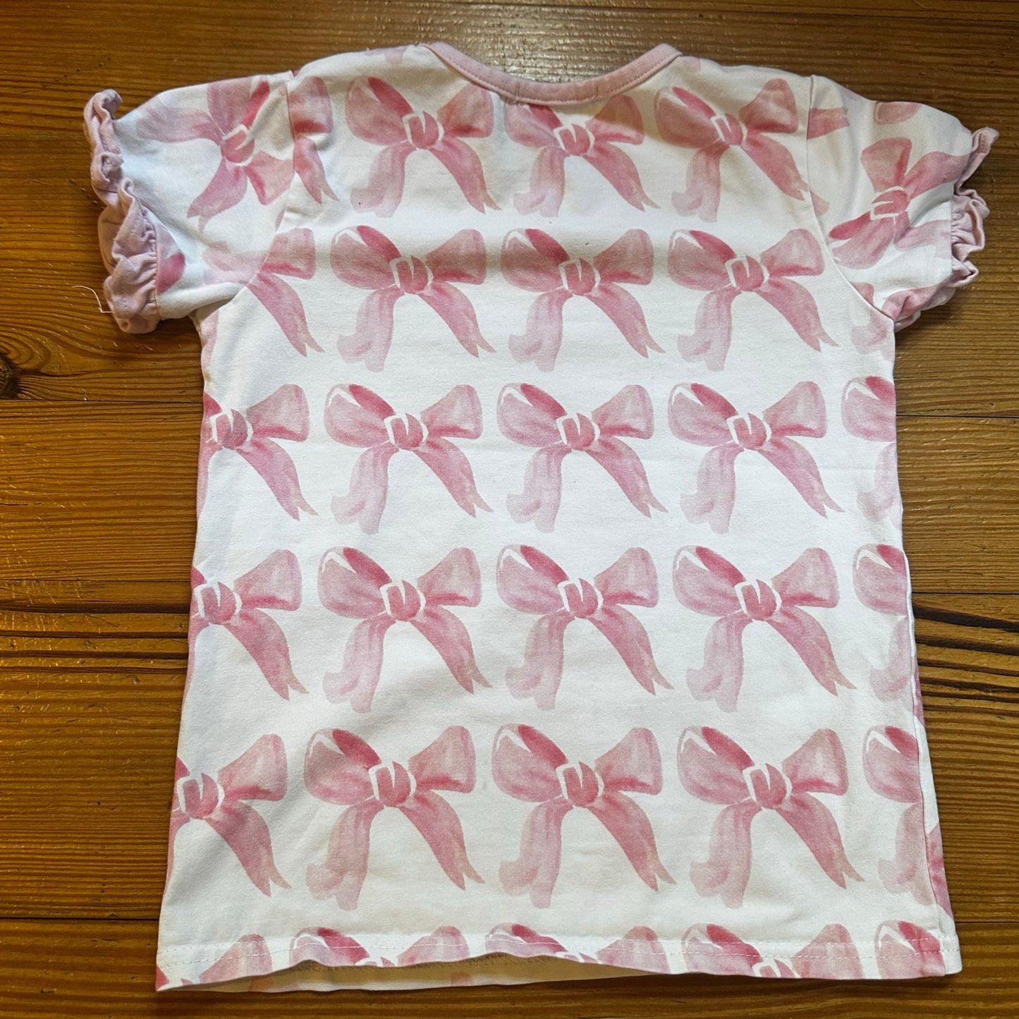 Cecil and Lou white pink bow shirt sleeve tee shirt SIZE 5
