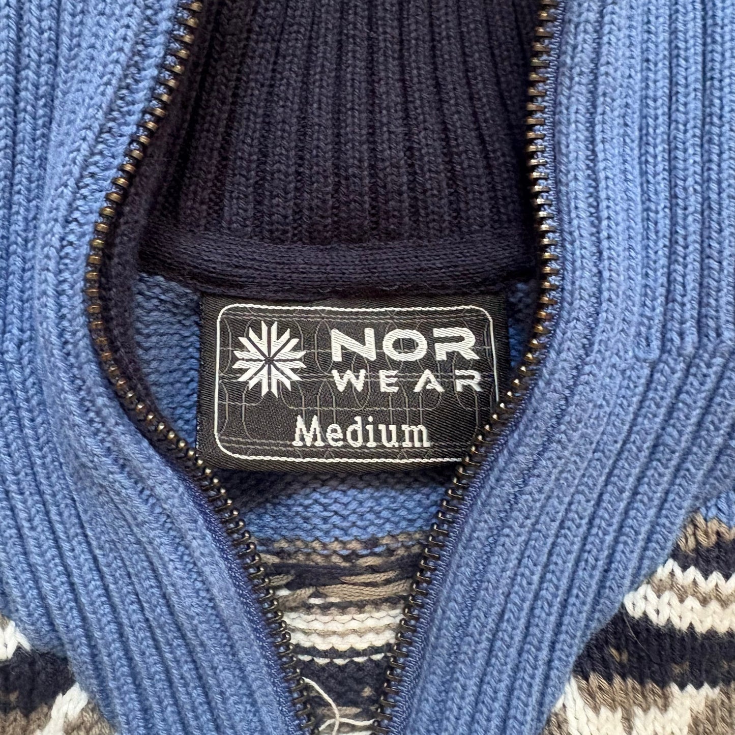 Norwear Norwegian blue white winter quarter zip pullover sweater SIZE M