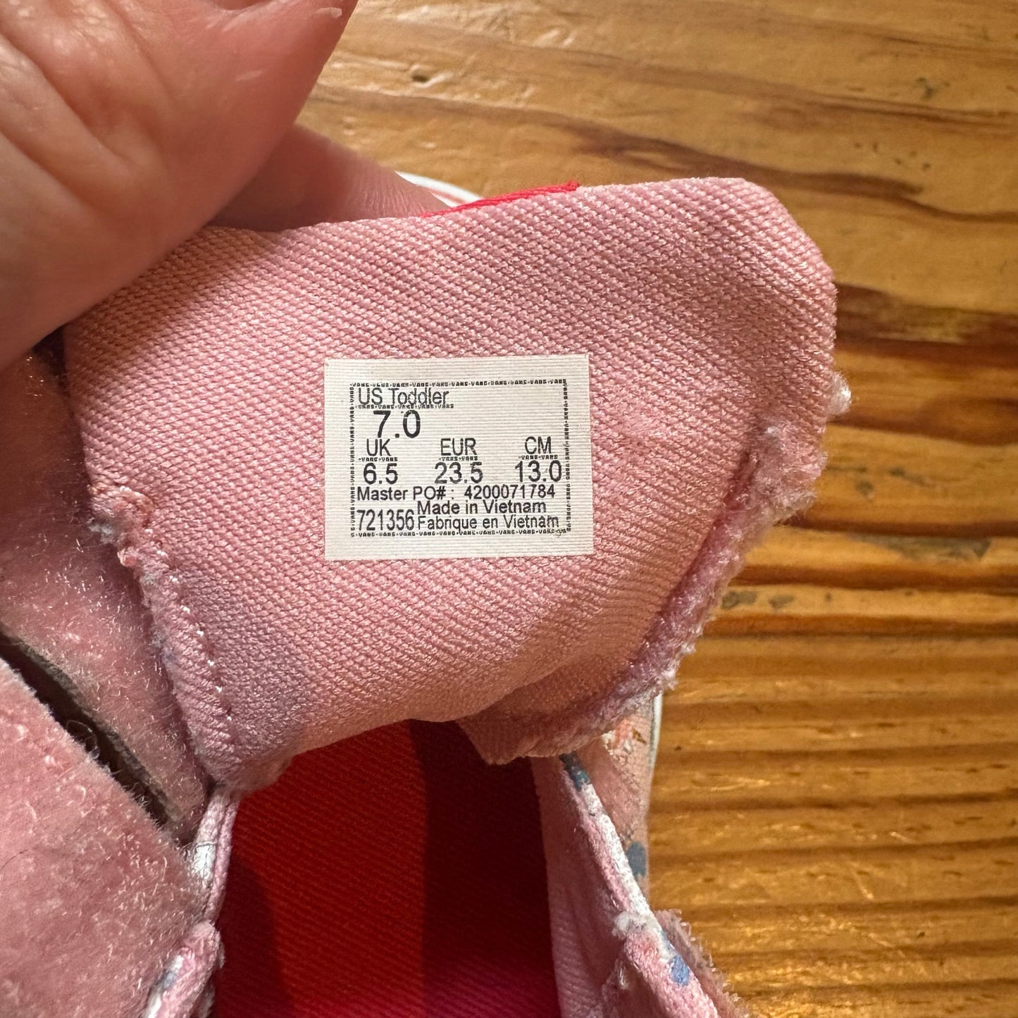 VANS pink unicorn low top slip on velkro toddler sneakers SIZE 7