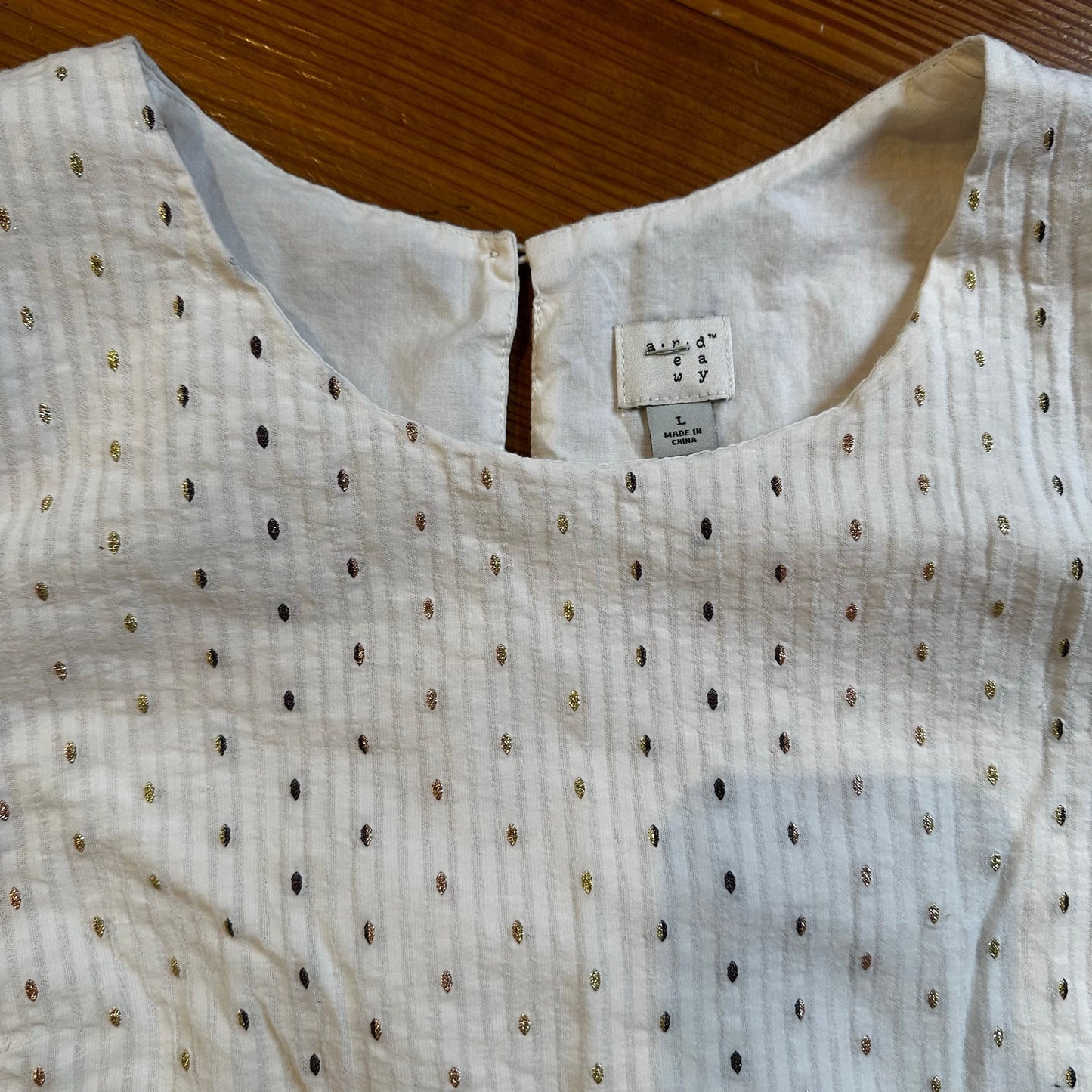 A New Day white gold pattern tassel accent tank shirt SIZE L