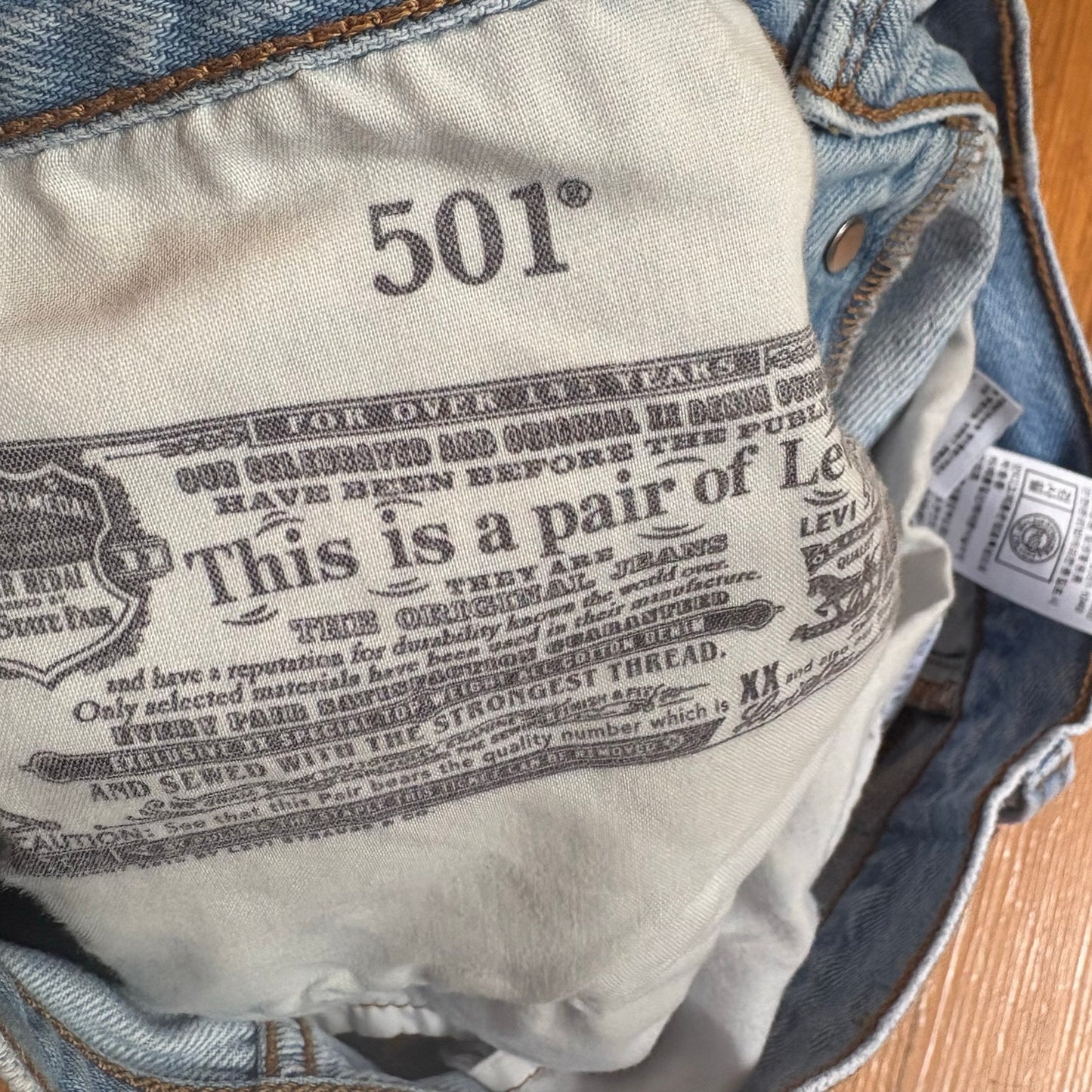 Levi's 501 light wash distressed button fly high rise shorts SIZE 0