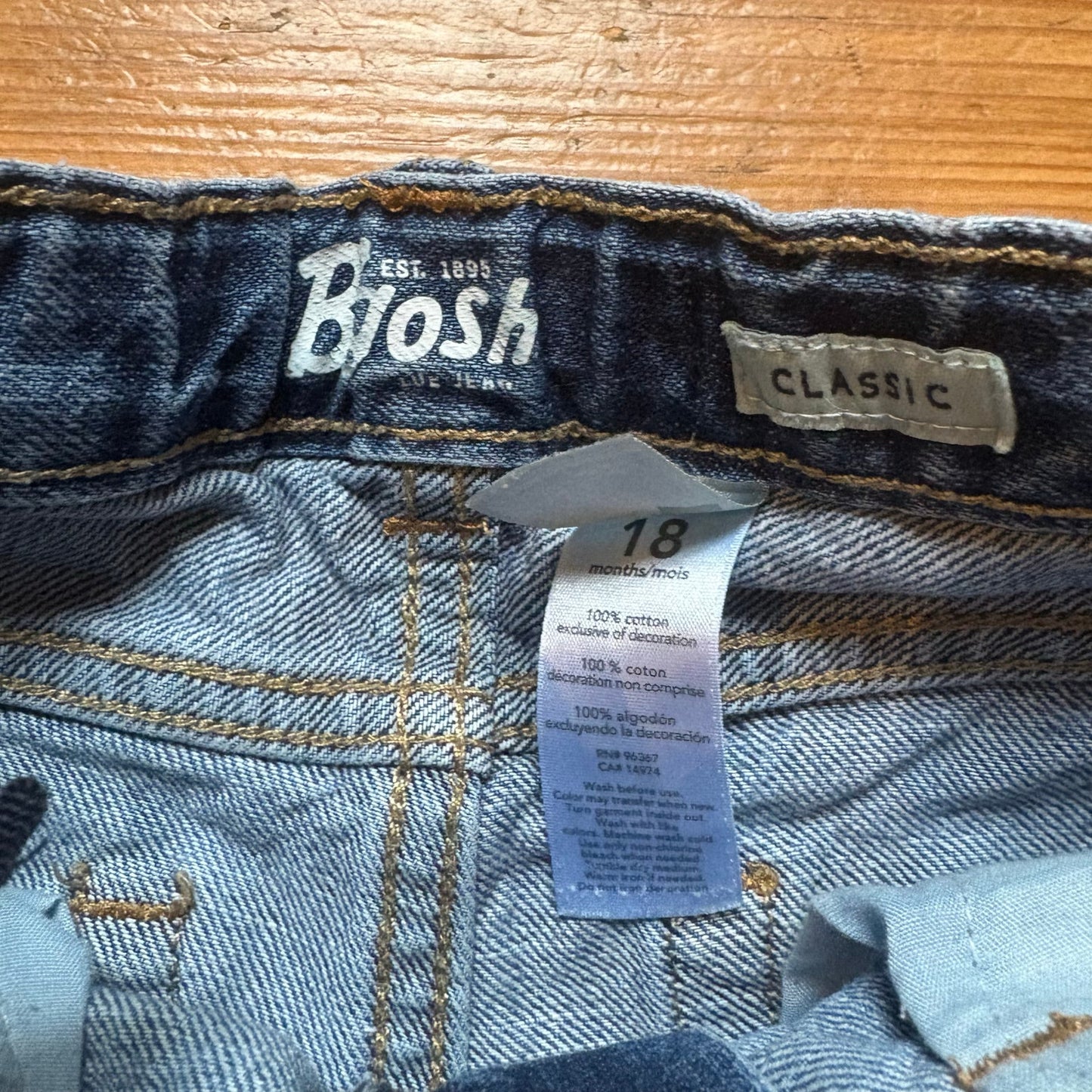 OshKosh B'gosh medium wash wide leg adjustable classic fit jeans SIZE 18M