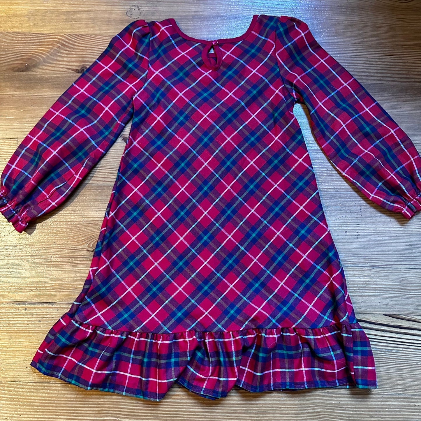 Disney red blue plaid Micky Minnie ice skating Christmas sleep dress SIZE 5-6