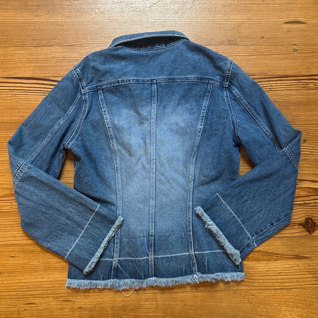 Carolina Blues medium wash raw hem western denim jean jacket SIZE M