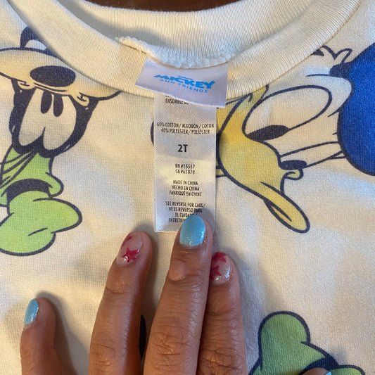 Disney Mickey Mouse Goofy Donald Duck white pullover crew sweatshirt SIZE 2T