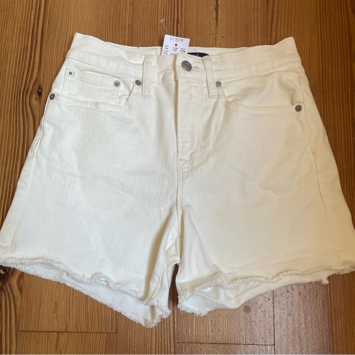 NWT J. Crew Mercantile white high rise cut off shorts SIZE 24
