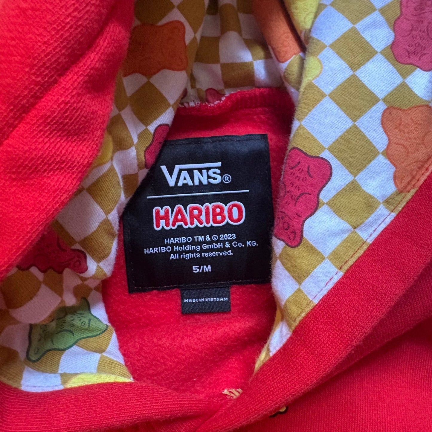 VANS red Haribo gummy bears graphic hooded boys sweatshirt SIZE 5