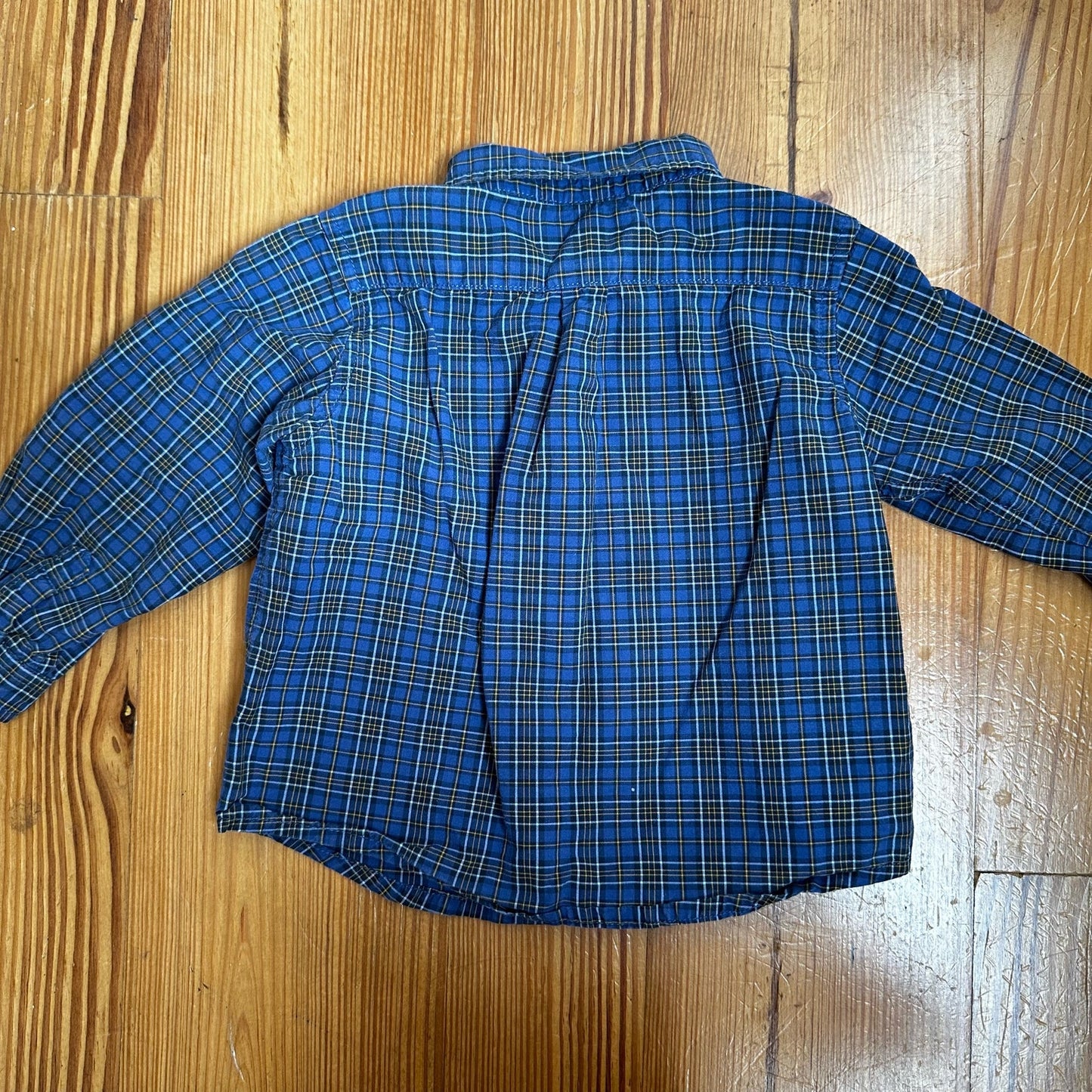 Ralph Lauren blue plaid long sleeve button up shirt SIZE 6M