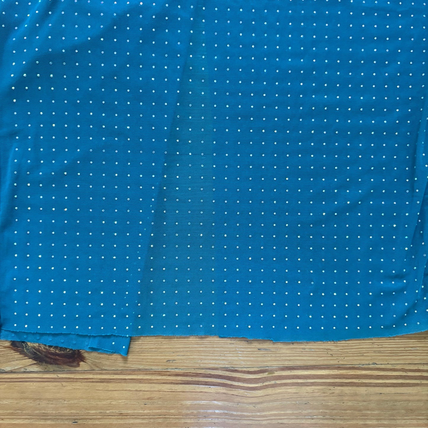 Mable teal blue rhinestone long sleeve sheer maxi dress SIZE L