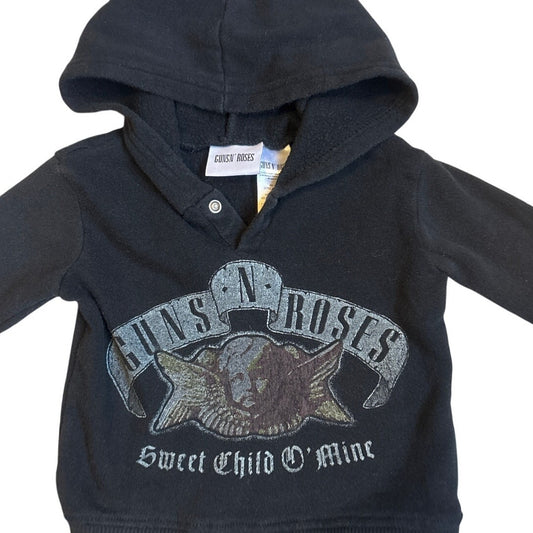 GUNS N' ROSES black graphic pullover hooded baby sweatshirt SIZE 12M