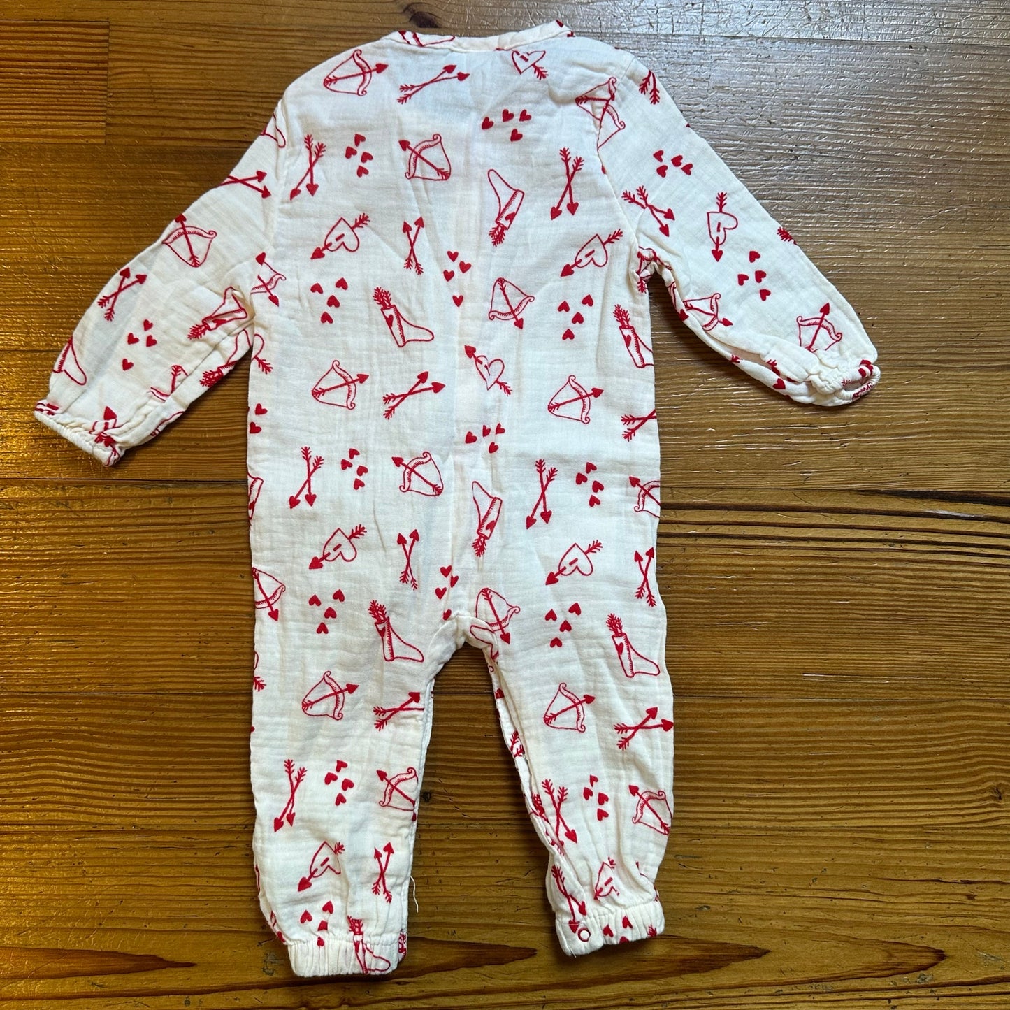 Cat & Jack white red Valentine button snap one piece SIZE 6-9M