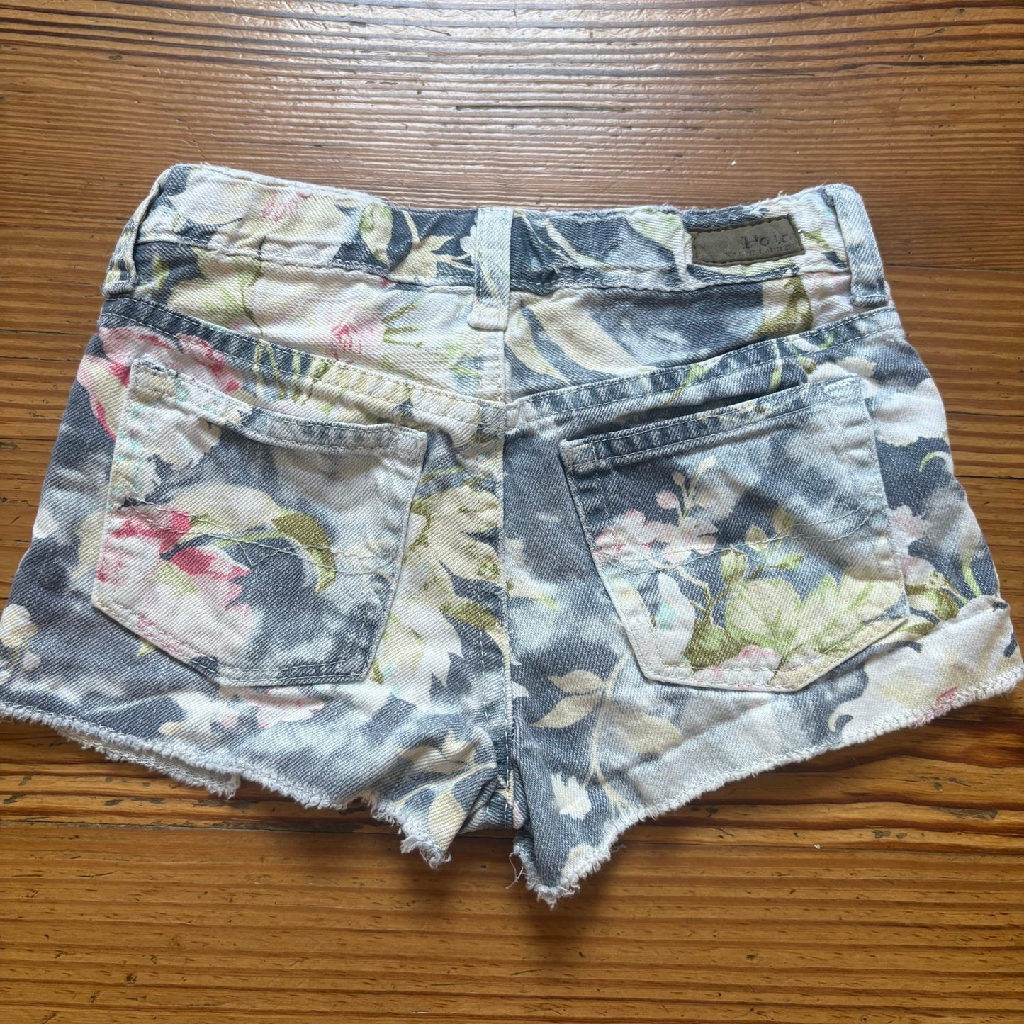 Polo Ralph Lauren floral adjustable light wash jean girls shorts SIZE 6