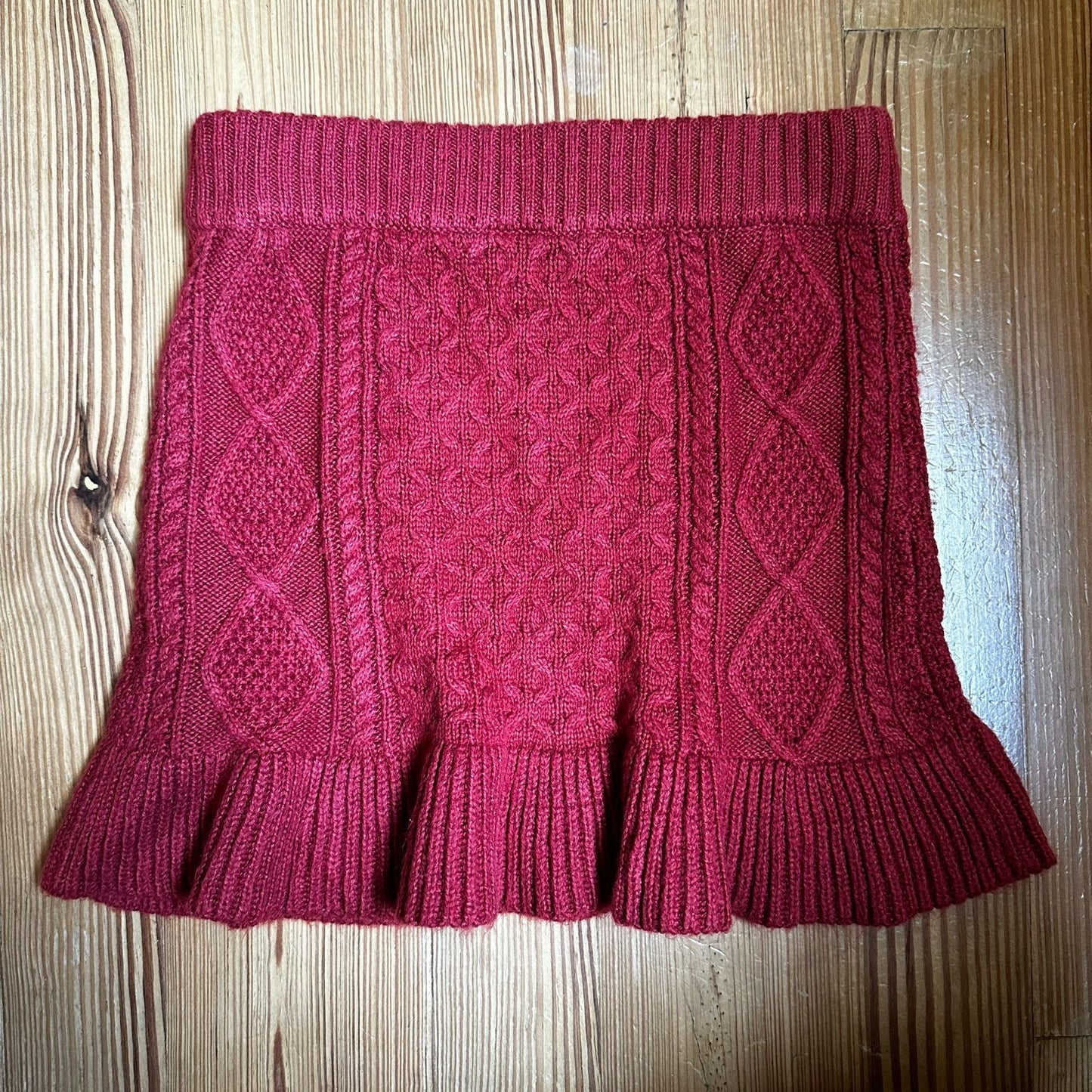 NWT Abercrombie Kids red knit peplum skirt SIZE 13/14